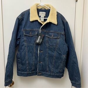 LL BEAN DENIM SHURPA LINNED JACKET SIZE MENS (LARGE)NWT